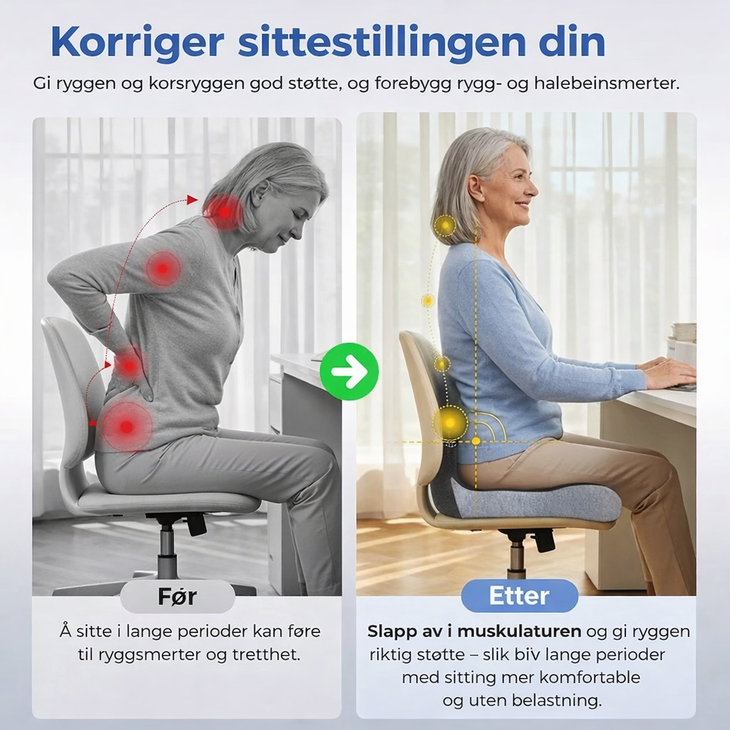 Myk komfort. Ergonomisk støtte. Total lettelse